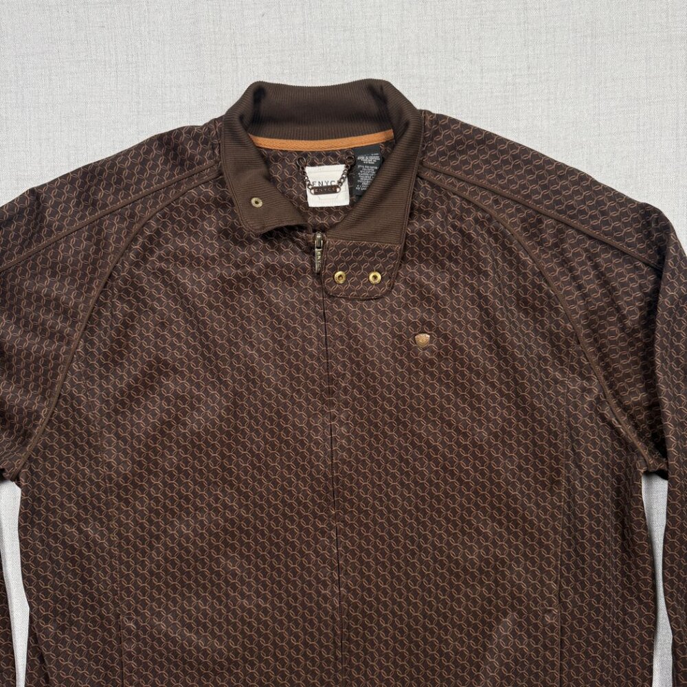ENYCE Zip Track Jacket Brown Monogram Logo Full Zip Retro Style Size XXL - Picture 4 of 16